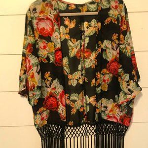 Floral Fringe Kimono
